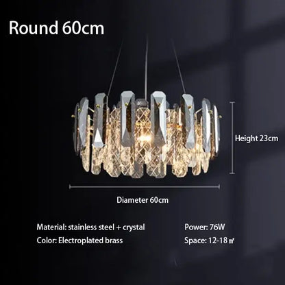 Elegant modern chrome crystal led chandelier with electroplated brass and stainless steel decorbites crystal led design