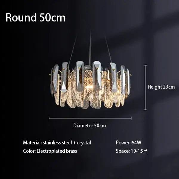 Modern chrome crystal led chandelier with 50cm electroplated brass stainless steel decorbites crystal led design