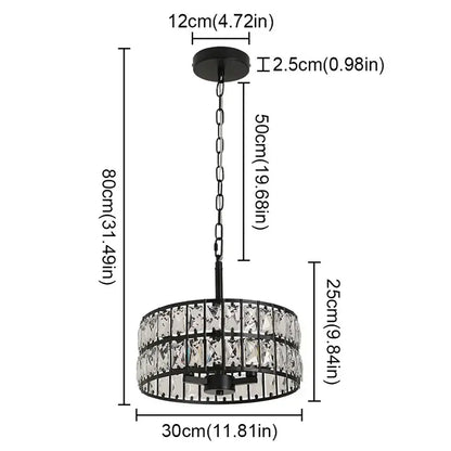 Black metal pendant chandelier with two tiers of clear crystal prisms for modern chrome crystal led pendant decorbites chandelier