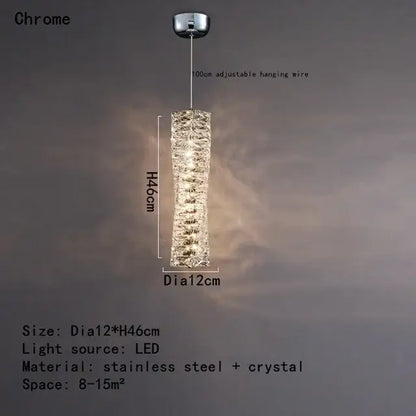 Modern chrome crystal led pendant with textured crystal design and led illumination for dining room chandelier decorbites crystal led