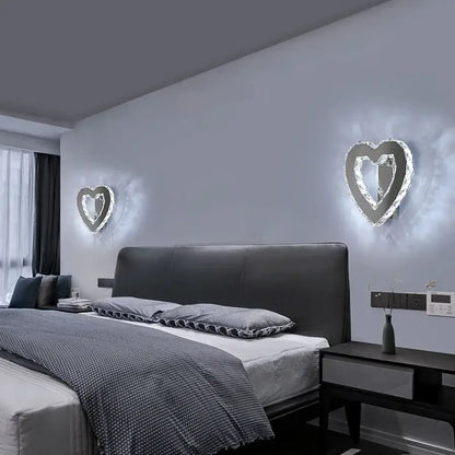 Modern chrome crystal led wall sconce featuring silver heart shape and sparkling crystal led wall decorbites crystal led frame