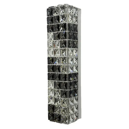 A sleek modern chrome wall lamp with crystal mosaic black and clear tiles for bedroom LED lighting decorbites crystal mosaic