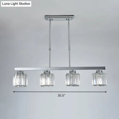Decorbites™ tri-sided crystal rod silver pendant light with chrome finish and e26 e27 bulbs for dining room and kitchen island