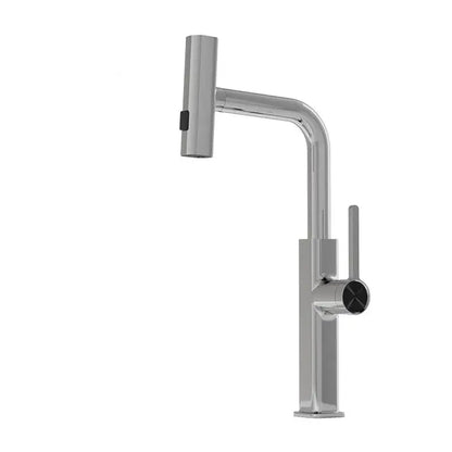 Modern chrome digital display kitchen faucet with pull out sprayer featuring sleek minimalist design and black accent handle decorbites digital display