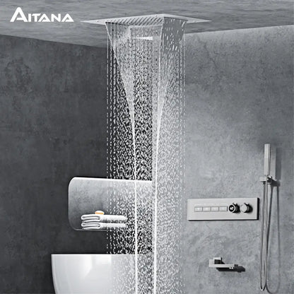 Aitana brand ceiling-mounted rain shower head with sleek modern design chrome finish for digital rainfall shower system