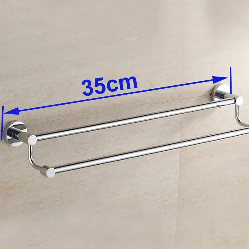 Modern chrome double towel bar bathroom rack with sleek double tier design and 35cm length for bathroom use