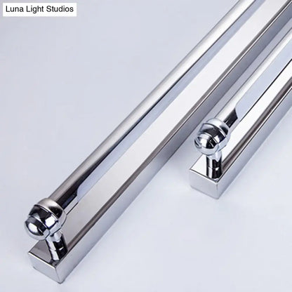 Modern chrome finish led vanity lamp bathroom light mirror handle with chrome finished rectangular glass door handle and polished end caps