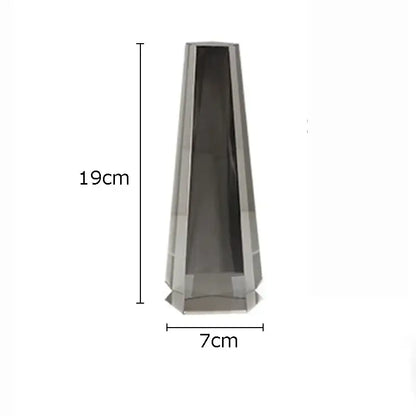 A sleek 19cm tall faceted gray glass vase with modern geometric design for decorbites geometric crystal artwork