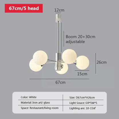 Modern white spherical glass ball led pendant light with sleek iron frame for living room decorbites glass ball lighting