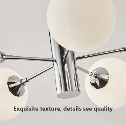 Modern chrome glass ball led chandelier with frosted glass globe shades for living room decorbites glass ball lighting