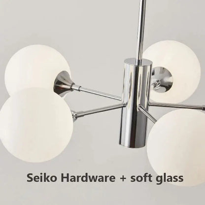 Modern chrome glass ball led chandelier with four frosted glass globe shades for living room lighting decorbites glass ball