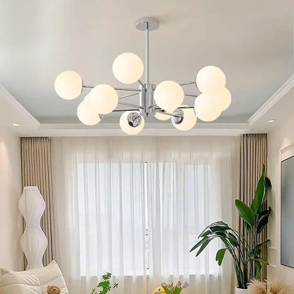 Modern chrome glass ball led chandelier with frosted glass globe shades for living room decorbites glass ball lighting