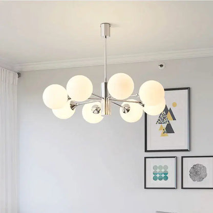 Modern chrome glass ball led chandelier with multiple frosted glass globe shades for living room decorbites glass ball