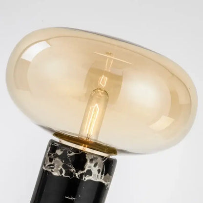 Modern chrome glass ball marble desk lamp with amber-colored glass bulb and black marble base for elegant decorbites glass ball decor