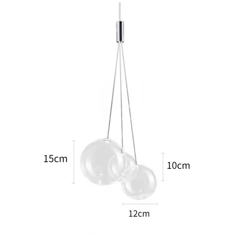 Modern chrome glass ball pendant light with two transparent glass spheres suspended by thin metallic cords for dining room decorbites glass ball chandelier
