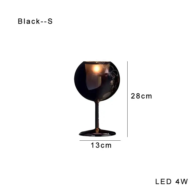 Modern chrome decorbites glass gold table lamp with black glass wine goblet shape and led lighting for luxury living room decor