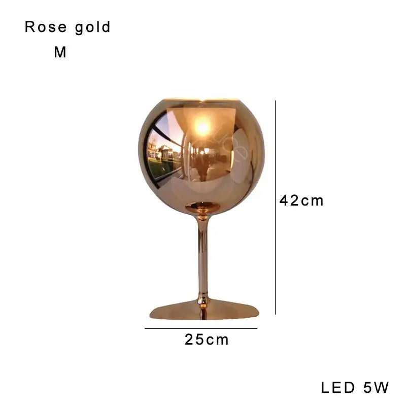 Modern rose gold glass gold table lamp with polished metallic finish and led 5w bulb for luxury living room decorbites