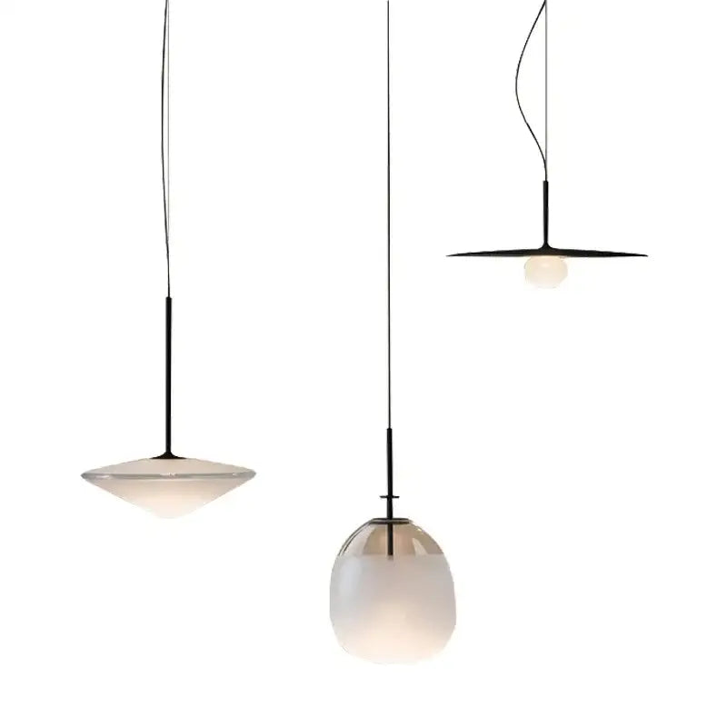 Modern chrome glass saucer led chandelier with black metal stems and frosted glass saucer led shades for living room lighting