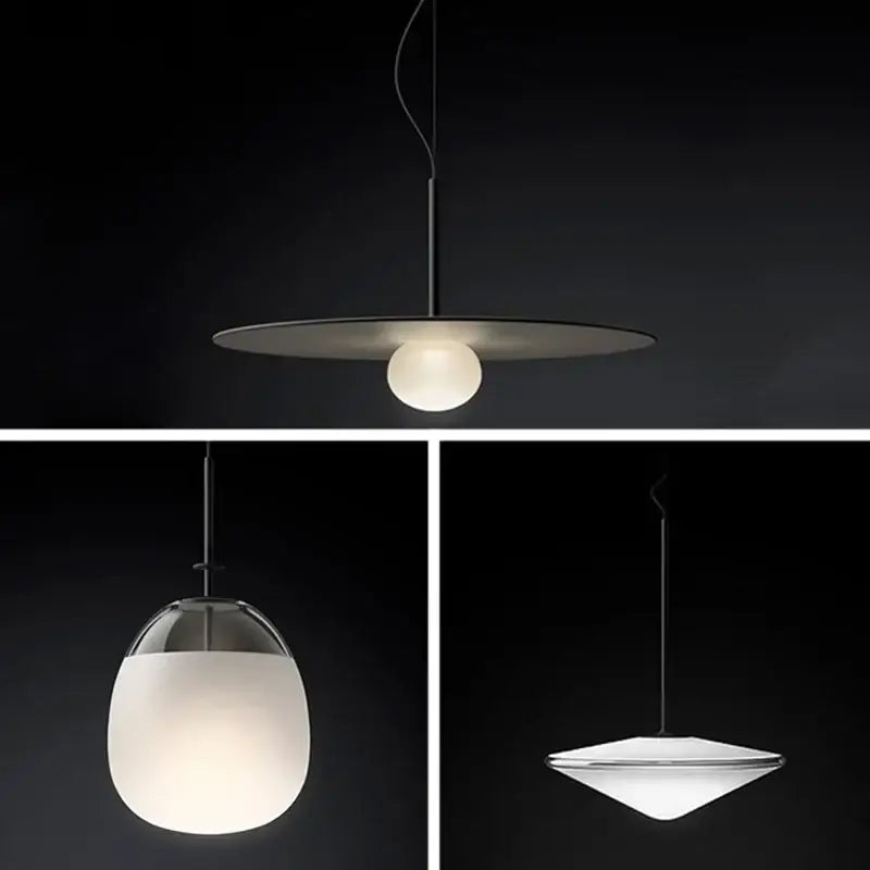 Modern chrome glass saucer led chandelier with sleek translucent glass shades and black metal frames for living room lighting
