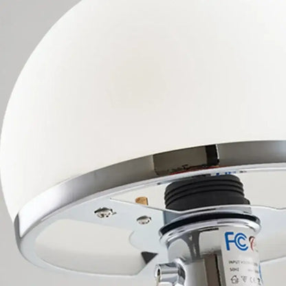 Modern chrome glass table lamp with white opal glass lampshade and polished chrome rim for elegant decorbites glass table
