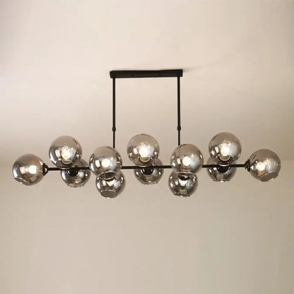 Decorbites modern black metal chandelier with smoky glass spherical bulbs e26 e27 island lighting hanging lamp