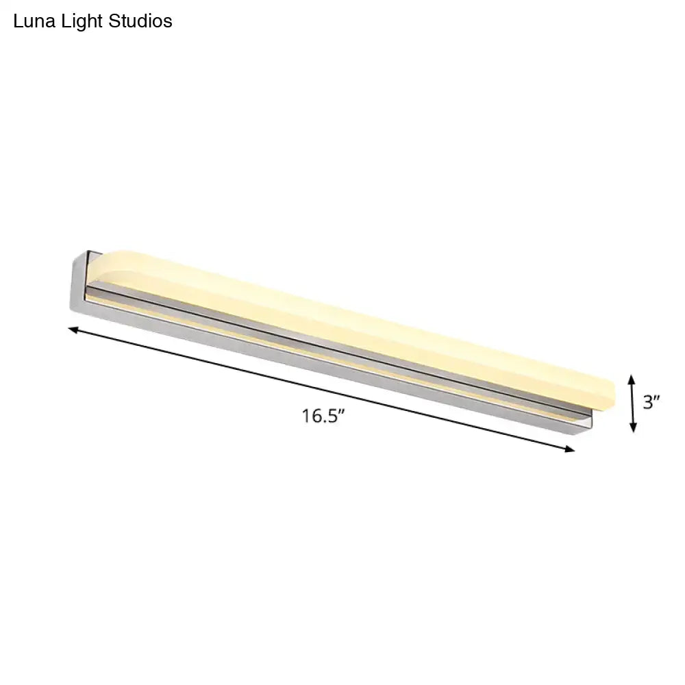 A sleek modern 16.5-inch warm white led cylinder bar light with brushed chrome finish for 110v-120v bathroom vanity