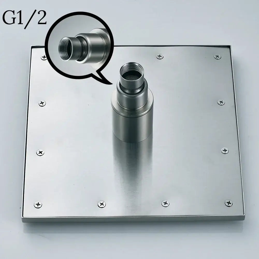 Stainless steel square shower head mount with g1 2 threaded connection for modern chrome led rainfall shower head