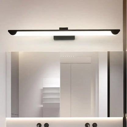 Modern black led bathroom mirror light with sleek chrome swivel design and soft white illumination for 110-120v use