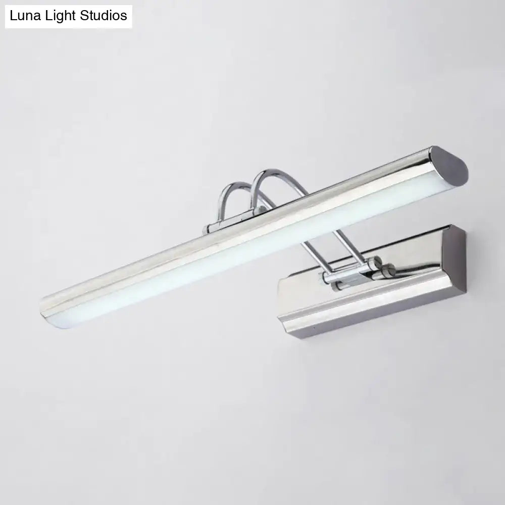 Modern chrome led vanity mirror light with sleek rectangular design and two adjustable arms for bathroom wall fixture