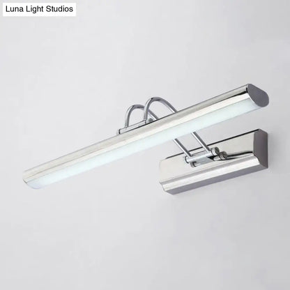 Modern chrome led vanity mirror light with sleek rectangular design and two adjustable arms for bathroom wall fixture