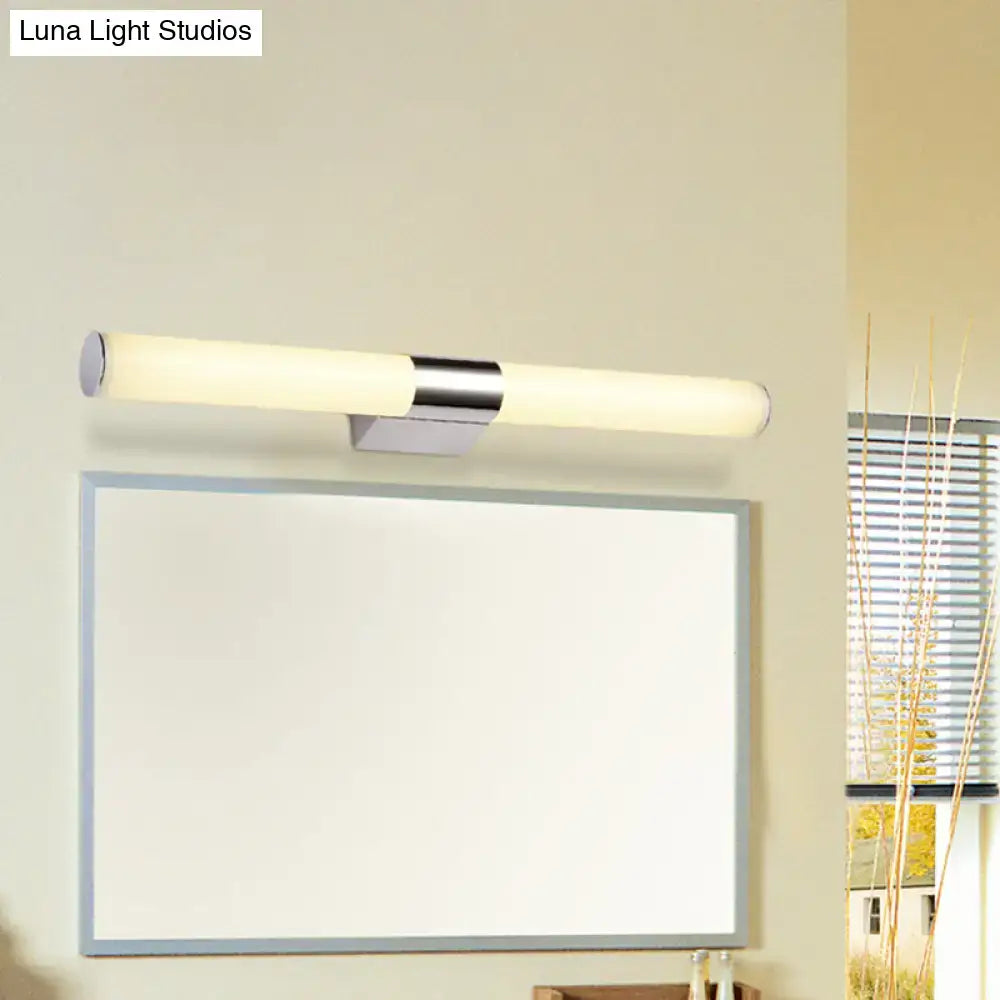 Modern chrome led wall light with sleek chrome finish and frosted glass diffuser for bathroom vanity color temperature control