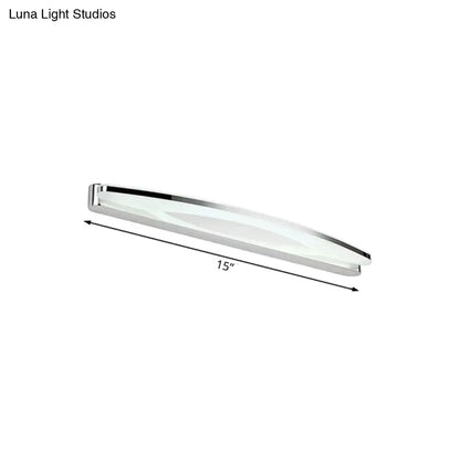 Modern chrome led wall light sconce with polished chrome frame and frosted glass diffuser for bathroom vanity lighting
