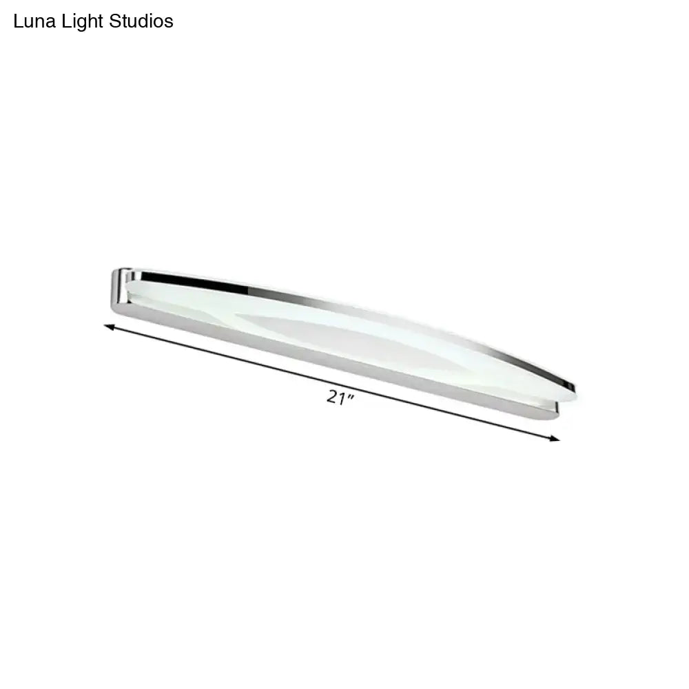 Modern chrome led wall light sconce with sleek 21-inch chrome finish and frosted glass diffuser for bathroom vanity
