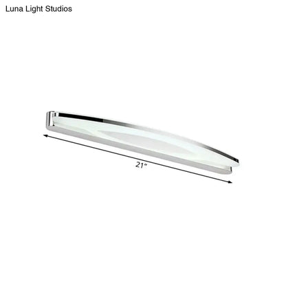 Modern chrome led wall light sconce with sleek 21-inch chrome finish and frosted glass diffuser for bathroom vanity
