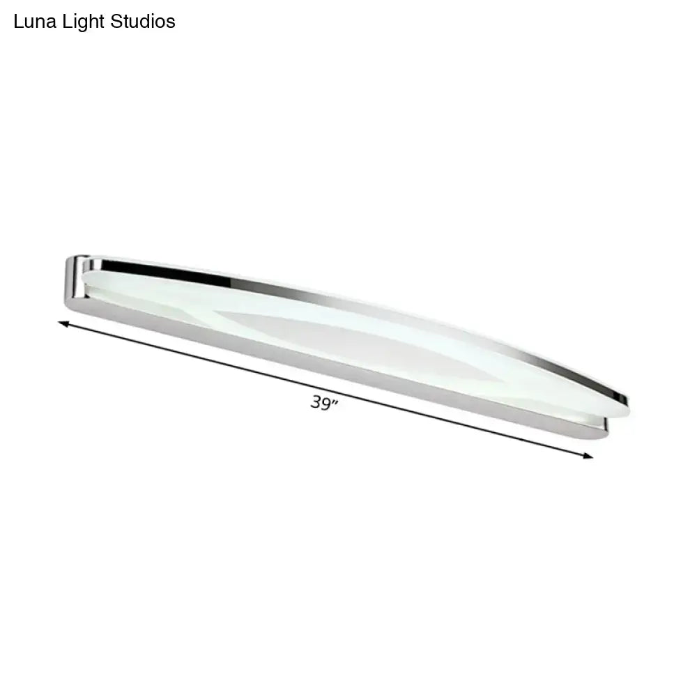Modern chrome led wall light sconce with sleek chrome finish and frosted glass diffuser for bathroom vanity lighting
