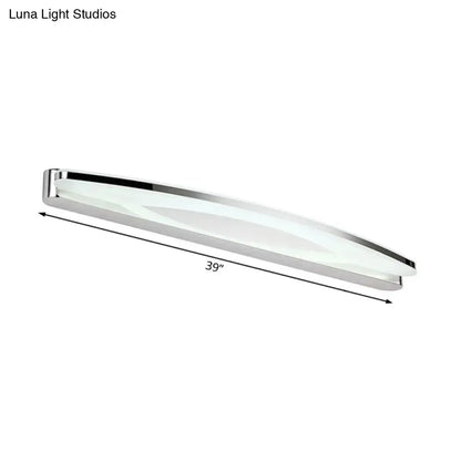 Modern chrome led wall light sconce with sleek chrome finish and frosted glass diffuser for bathroom vanity lighting