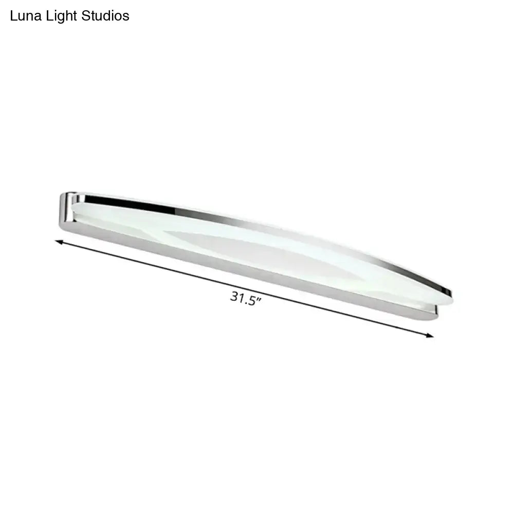 Modern chrome led wall light sconce with sleek chrome finish and frosted glass diffuser for bathroom vanity lighting