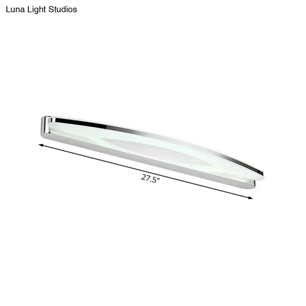 Modern chrome LED wall light sconce with linear design and frosted glass diffuser for bathroom vanity lighting