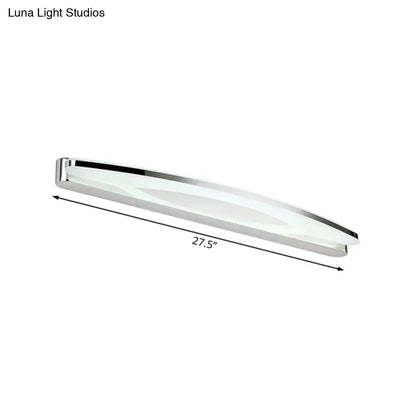 Modern chrome LED wall light sconce with linear design and frosted glass diffuser for bathroom vanity lighting