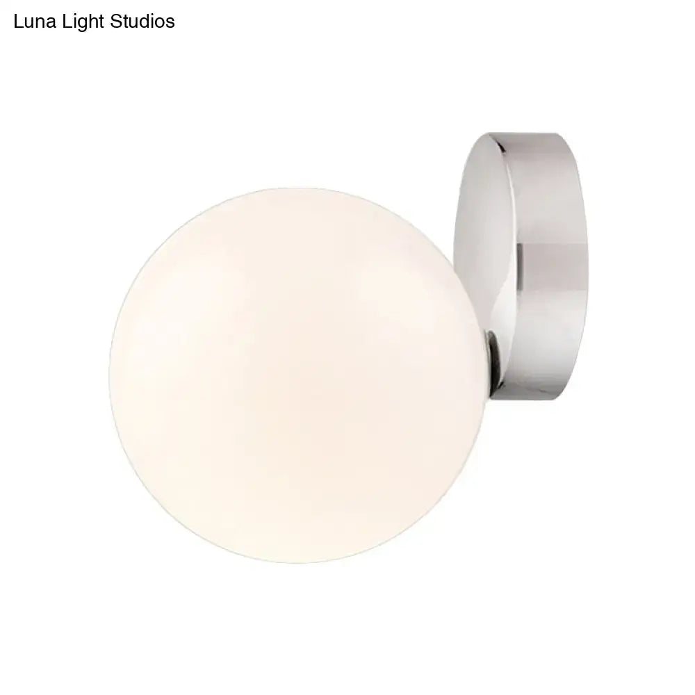 Modern chrome milk glass globe wall lamp with frosted glass globe wall mounted lamp suitable for living room lighting