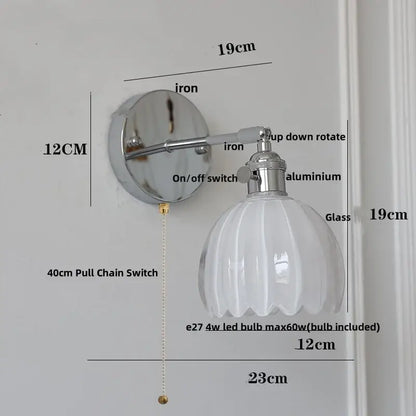 Vintage-style wall lamp with frosted glass shade and chrome iron mounting bracket by decorbites clear glass