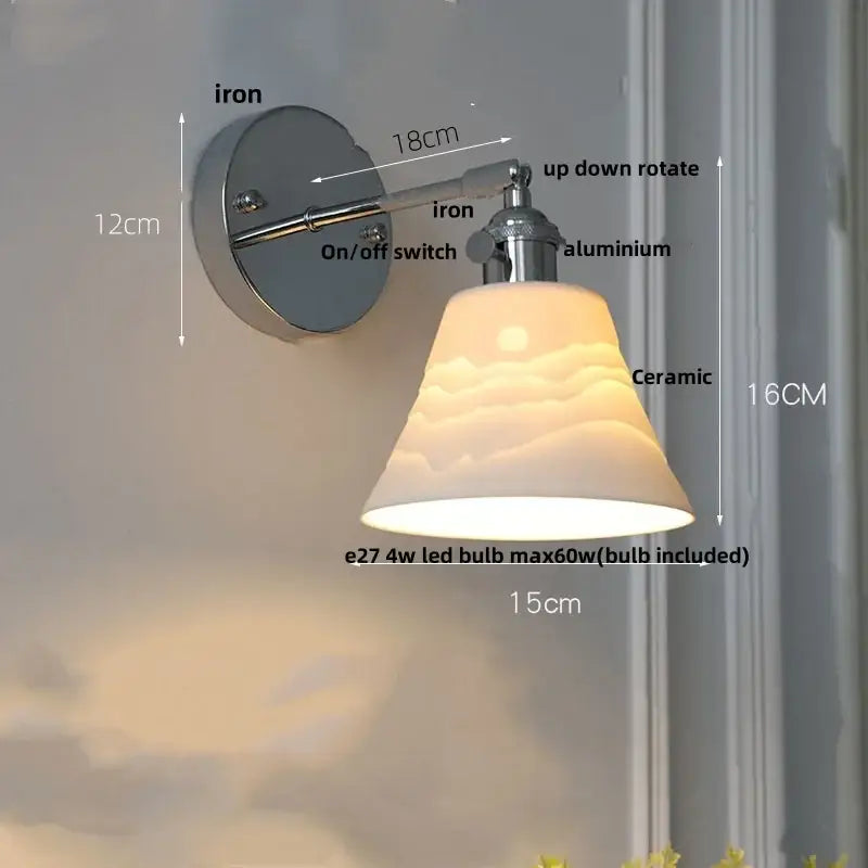 Modern chrome ribbed clear glass wall lamp with adjustable ceramic shade featuring sun and cloud motifs for dining room decorbites clear glass wall lamp