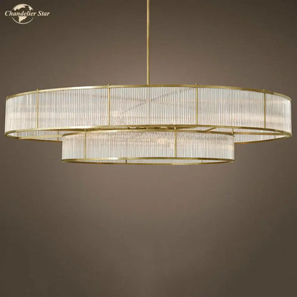 Modern chrome ribbed glass chandeliers with gold-toned concentric tiers and frosted glass rods for dining room decorbites glass chandeliers
