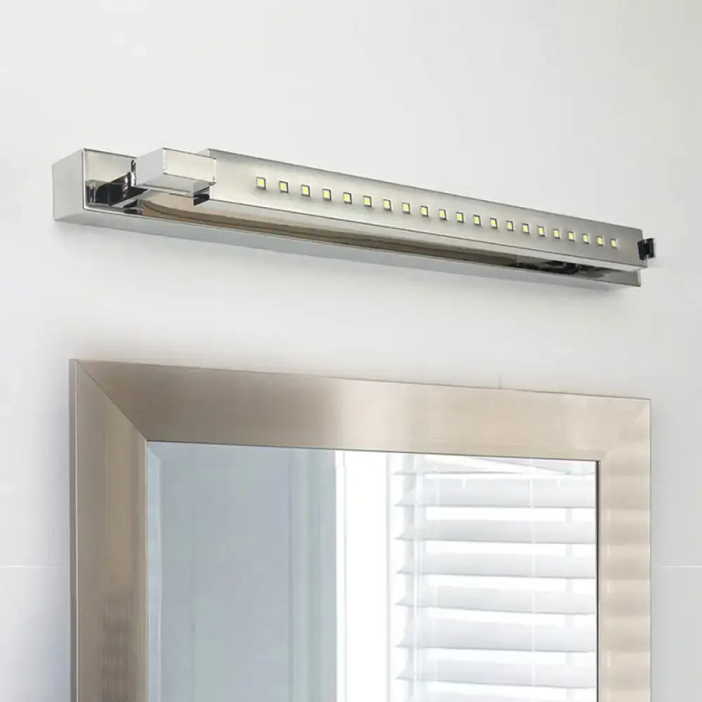 Modern chrome rotatable stainless steel led wall light with sleek rectangular design and evenly spaced led bulbs