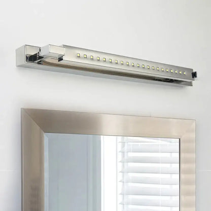 Modern chrome rotatable stainless steel led wall light with sleek rectangular design and evenly spaced led bulbs