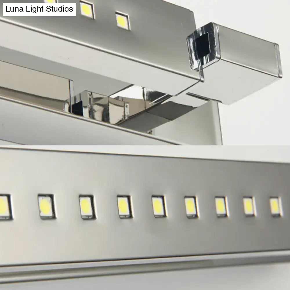 Modern chrome rotatable stainless steel wall light with led bulbs and warm yellow glow for bathroom use