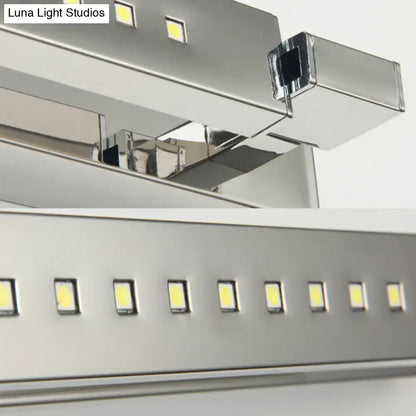 Modern chrome rotatable stainless steel wall light with led bulbs and warm yellow glow for bathroom use