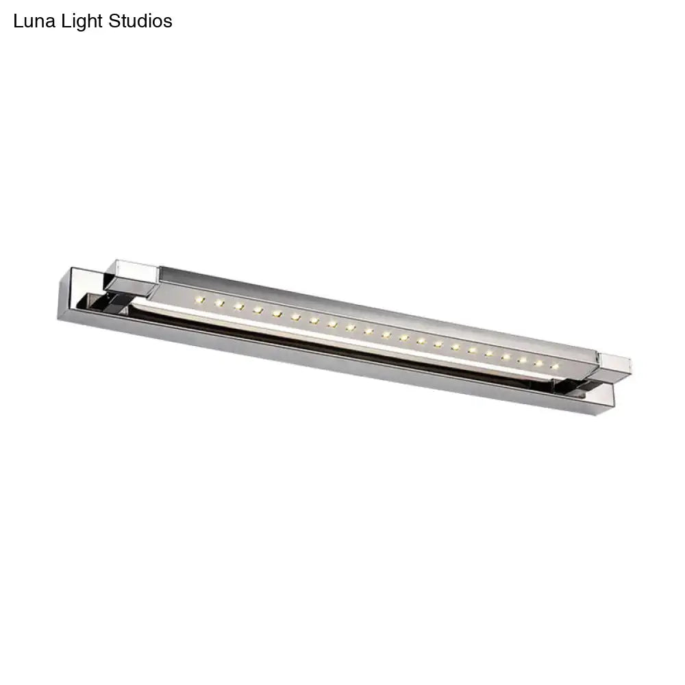 Modern chrome rotatable stainless steel wall light with sleek rectangular design and warm white led bulbs for bathroom use