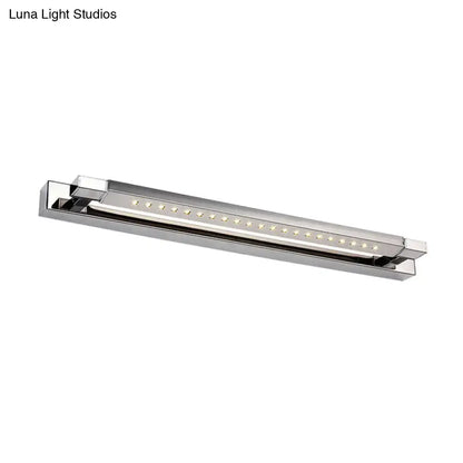 Modern chrome rotatable stainless steel wall light with sleek rectangular design and warm white led bulbs for bathroom use