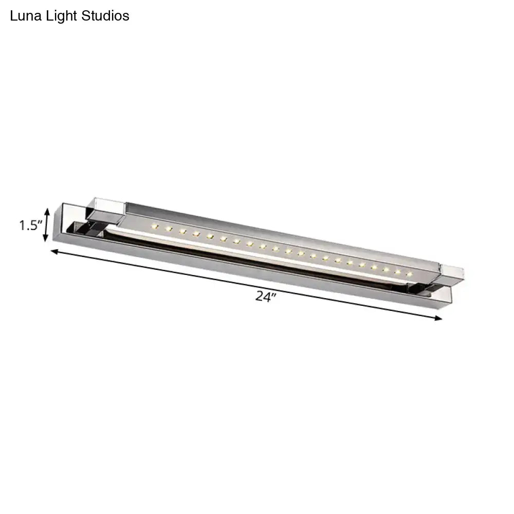 Modern chrome rotatable stainless steel wall light with sleek rectangular design and evenly spaced led bulbs for bathroom use